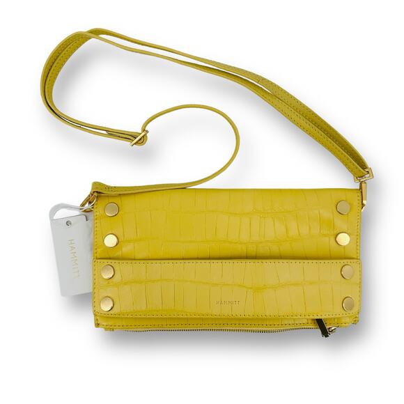 Hammitt Ryan Sunstruck Yellow Crocco Convertible Crossbody Clutch Purse Bag - Picture 1 of 7